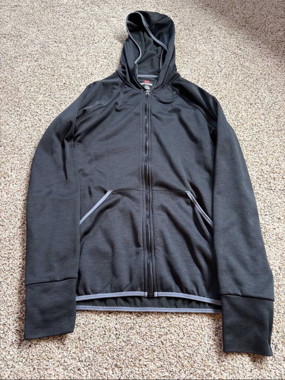 Hanes Black Hoodie with Gray Trim
